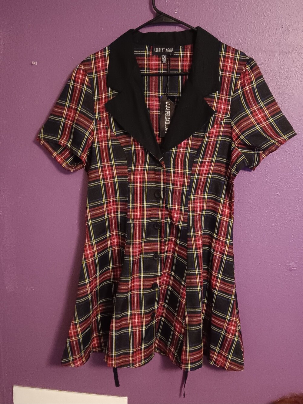 CURRENT MOOD Plaid Button Up Dress NWT